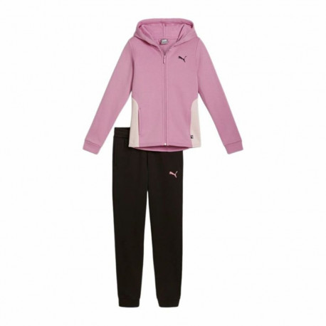 Children’s Tracksuit Puma Hooded Sweat Suit Fleece Cl Black Pink 2 Pieces - 5-6 Years