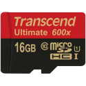"CARD microSD Card 16GB Transcend SDHC UHS1 600x w/Adap."