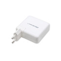 Qoltec 96W KIIR seinalaadija | 5-20V | 3-4.7A | USB C PD | Valge