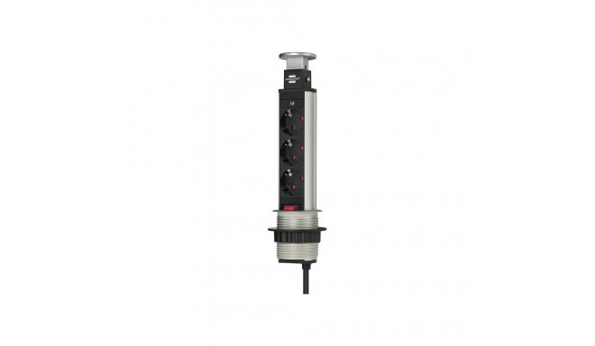 Brennenstuhl Tower Power Alu 3-fold 2m silver / black