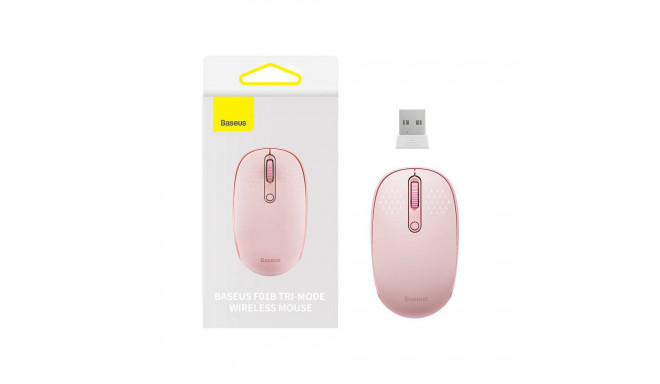 Wireless mouse Baseus F01B Tri-mode  2.4G BT5.0 1600 DPI (pink)