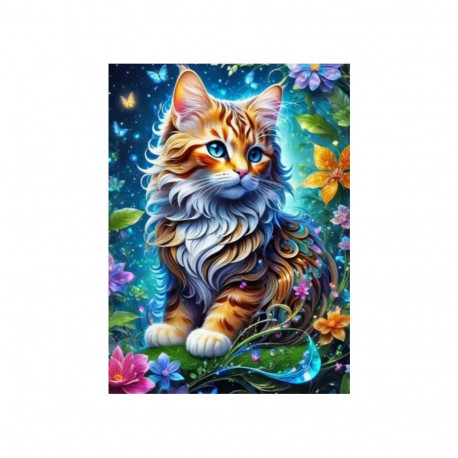 Diamentowa mozaika - kot w magicznym ogrodzie