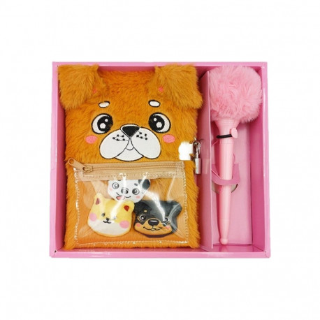 Pamiętnik pluszowy piesek zestaw z długopisem