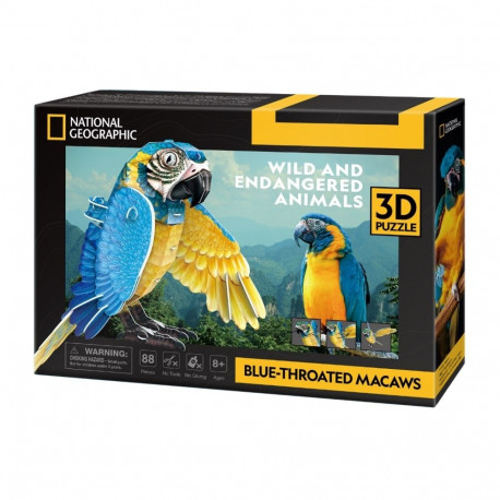 Puzzle 3d 88 elementów ara szafirowa