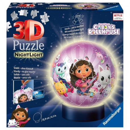 Puzzle 3d Świecąca kula koci domek gabi