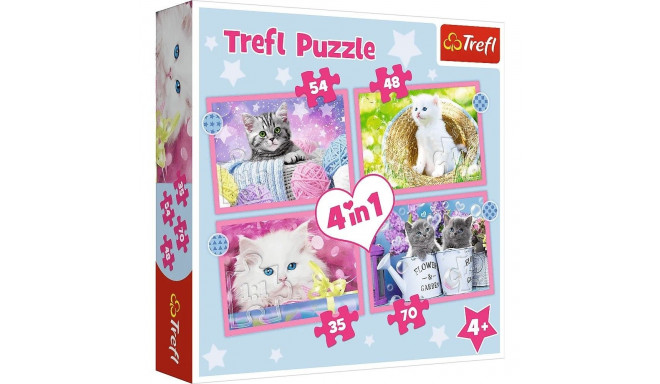 Puzzle 4w1 lõbusad kassid