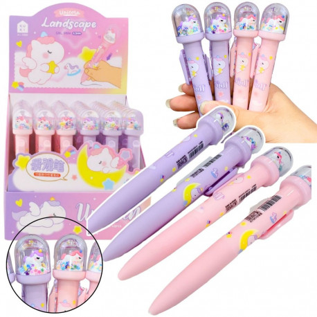 pastapliiats kupliga sädelev ükssarviku figuur sinine tint 0.5mm