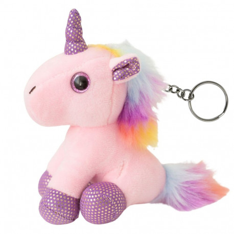 pluusist ükssarvik võtmehoidja metallist rõngas roosa 12 cm