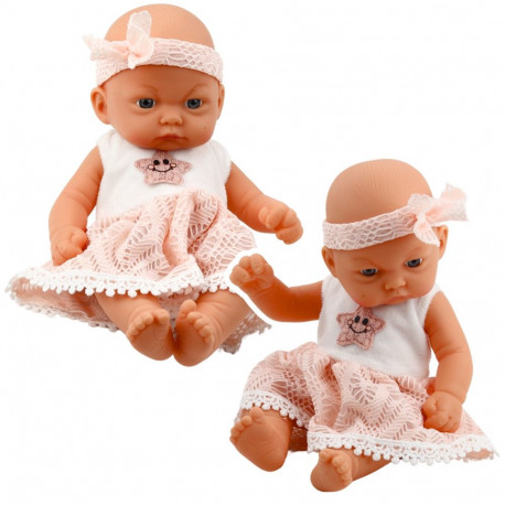 beebi nukk roosa kleit pitsiga ja tähega peapael