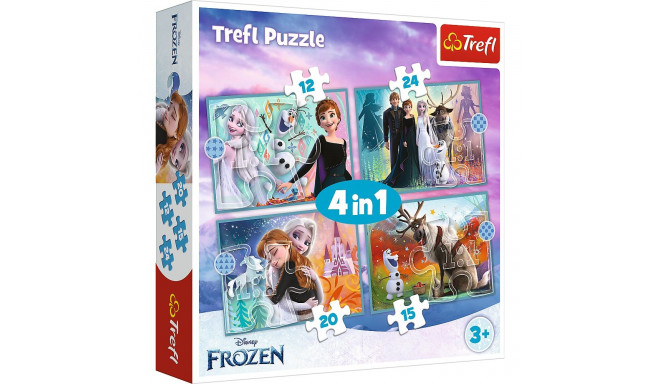 Puzzle - 4 ühes (12, 15, 20, 24) - erakordne maailm Frozen - Lumekuningriik - Trefl 34381