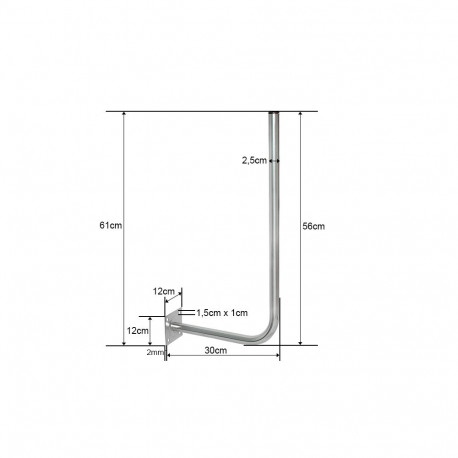 76-900# Uchwyt ścienny gięty anteny siatkowej l300/550mm