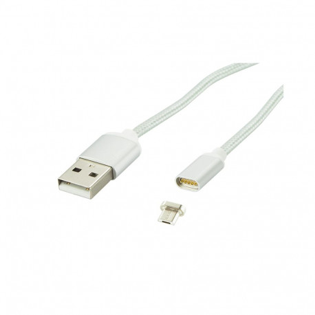 66-106# usb a - micro b 1,0m magnetiline hõbedane blister
