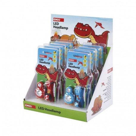 Headlamp - Dino, 2× CR2032, 8 pcs, display box