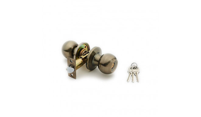 DOOR KNOB LOCK 607 AB 3 KEYS ANTIQ BRASS
