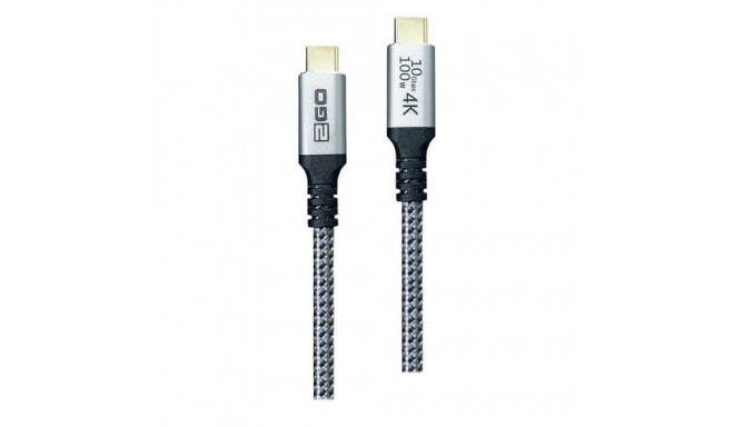2GO 797512 USB cable USB 3.2 Gen 2 (3.1 Gen 2) 1.2 m USB C Black, Silver