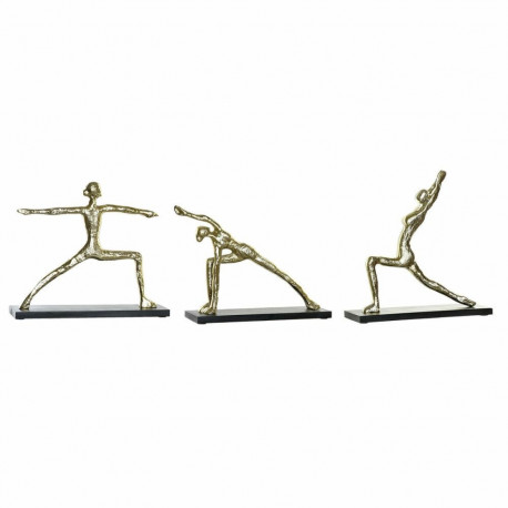 Dekoratiivkuju DKD Home Decor 33 x 10 x 35 cm Must Kuldne Indiaan Yoga (3 Ühikut)