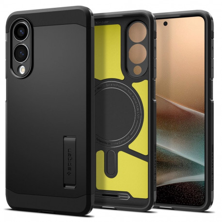 Kaitseümbris Tough Armor AI (MagFit), Samsung Galaxy S25 Edge, must, tugijalaga, Qi2/MagSafe toega, 