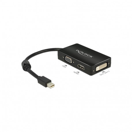 "DELOCK Adapterkabel mini DisplayPort Stecker > 1 x VGA + 1 x HDMI + 1 x DVI 24+1 schwarz"