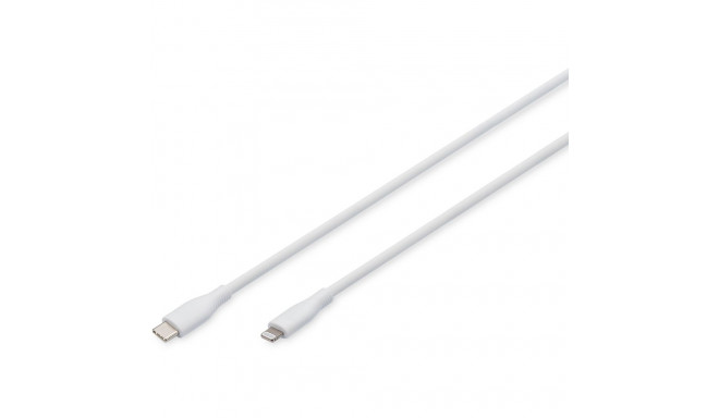 "DIGITUS USB 2.0 Kabel Typ C-Lightning Silikon 0,5m MFI weiß"