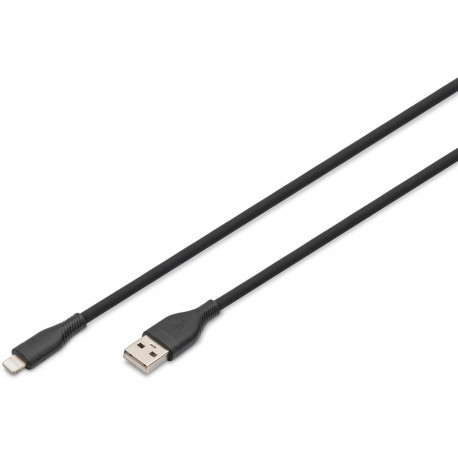 "DIGITUS USB 2.0 Kabel Typ A-Lightning Silikon 2m MFI schwarz"