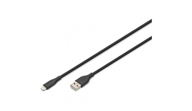 "DIGITUS USB 2.0 Kabel Typ A-Lightning Silikon 2m MFI schwarz"