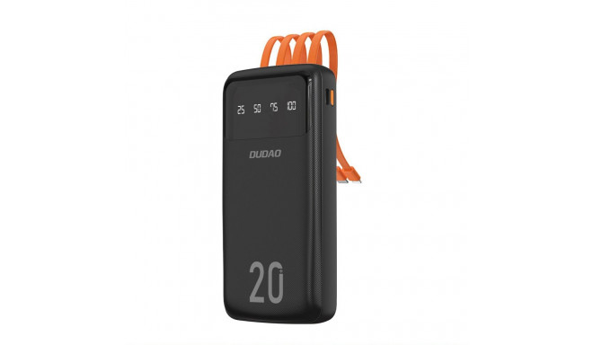 Dudao capacious powerbank with 3 built-in cables 20000mAh USB Type C + micro USB + Lightning black (