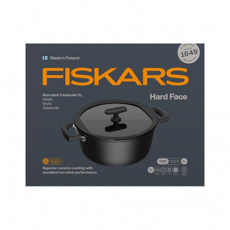 Keraamiline pott mittenakkuva kattega FISKARS HARD FACE, kaanega, 5 l