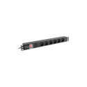 Lanberg toitejaotur 19" 1U 16A 6x 230V PL 2m