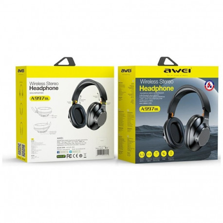 AWEI A997BL Bluetooth On-Ear Headphones Black