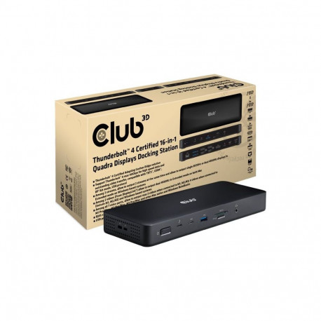 CLUB 3D dokk Thunderbolt 4 Certified 16-in-1 Quadra Displays Docking Station with DisplayLink