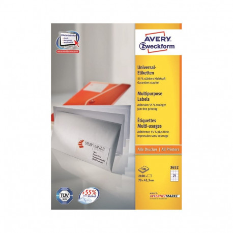 Avery 3652Z self-adhesive label Rectangle White 2100 pc(s)