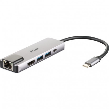 D-Link 5-ühes USB-C jaotur HDMI/Etherneti ja toiteedastusega