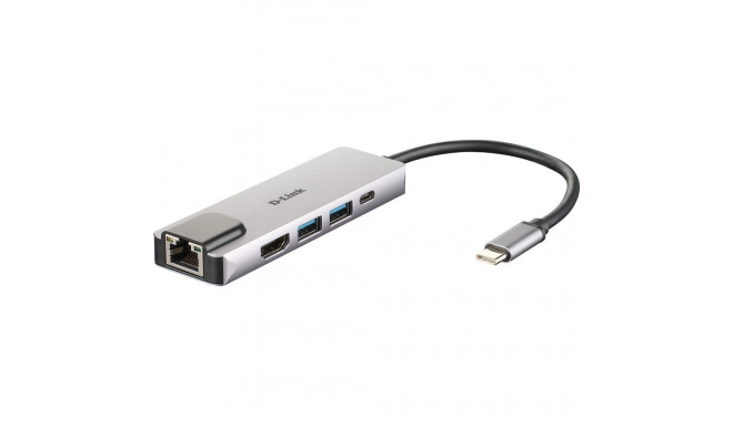 D-Link 5-ühes USB-C jaotur HDMI/Etherneti ja toiteedastusega