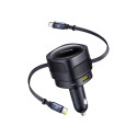 Baseus Enjoyment Max car charger with USB-C+Lightning cables and USB-A+USB-C ports 90W Black