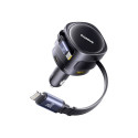 Baseus Enjoyment Max car charger with USB-C+Lightning cables and USB-A+USB-C ports 90W Black