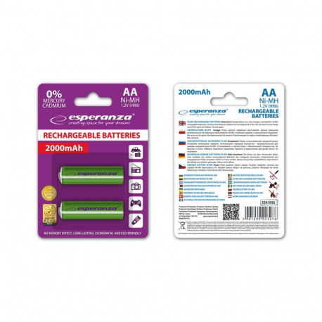 EZA103G Esperanza akumulatorki ni-mh aa 2000mah 2szt. zielone