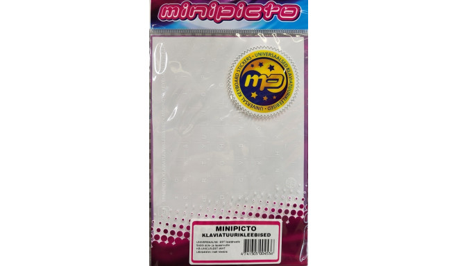 Klaviatuurikleebis lisatähed, universaalne matt lisatähestik, läbipaistev taust, valged sümbolid EST