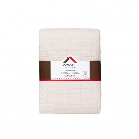 BEDSPREAD MICRO 220X220 CM SQUARES BEIGE