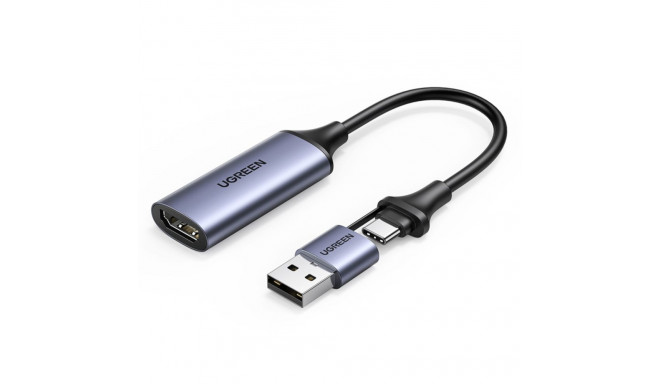 Ugreen CM489 40189 HDMI Adapteris (Female) - USB-A / USB-C (Male) - pilkos spalvos