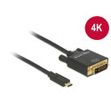 DeLOCK 2m, USB-C/DVI 24+1 USB graphics adapter 3840 x 2160 pixels Black
