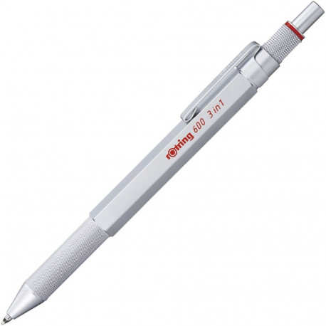 rotring 600 3in1 hõbedane peen pliiats, sinine/punane pastapliiats