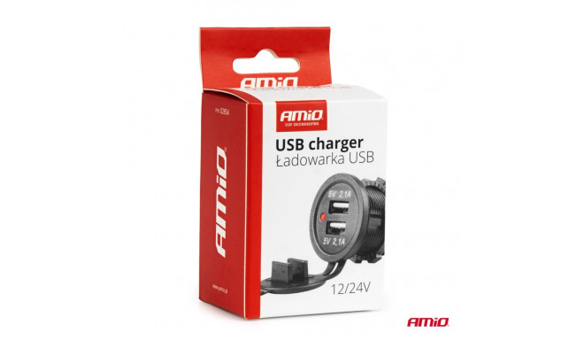 Laadija 2*USB, punane valgustus 12-24V