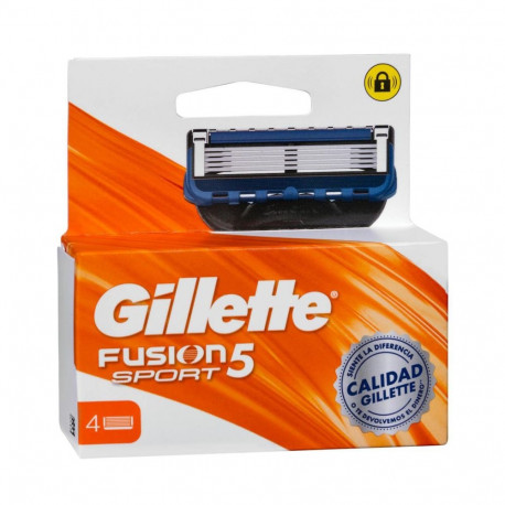 GILLETTE FUSION 5 SPORT CUCHILLAS PACK 4 CABEZALES DE 5 HOJAS 1UN
