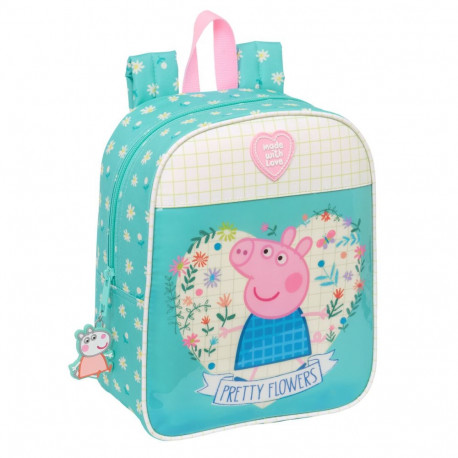 Child bag Peppa Pig Pretty flowers Yellow Mint 22 x 27 x 10 cm