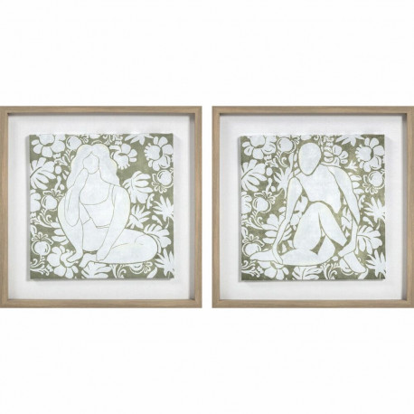 Canvas DKD Home Decor Crystal Canvas MDF Wood 42 x 3 x 42 cm