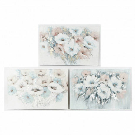 Maal DKD Home Decor 120 x 3,5 x 80 cm Kwiaty Shabby Chic (3 Tükid, osad)