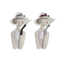 Dekoratiivkuju DKD Home Decor 18,5 x 15 x 31 cm Daam Roosa Valge (2 Ühikut)
