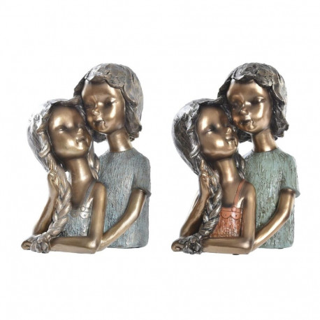 Dekoratiivkuju DKD Home Decor 19 x 15 x 28 cm Punane Kuldne Türkiissinine Poisid (2 Ühikut)