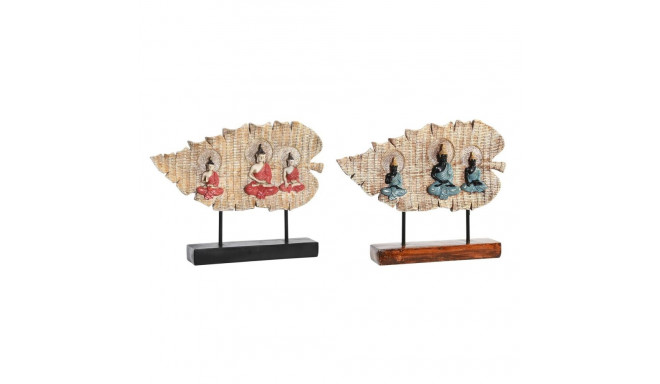 Dekoratiivkuju DKD Home Decor 38 x 6 x 29,5 cm Punane Buddha Roheline Idamaine (2 Ühikut)