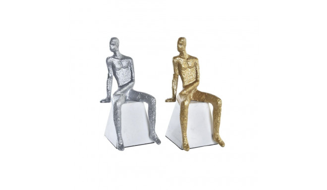 Dekoratiivkuju DKD Home Decor 11 x 12 x 28 cm Hõbedane Must Valge Mehed (2 Ühikut)